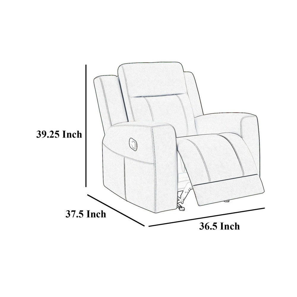 Krio Manual Recliner Chair, 37 Inch, Modern Charcoal Gray Faux Leather