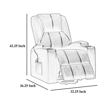 Stoy Power Lift Recliner Chair, Massage, 36 Inch Wine Red Faux Leather