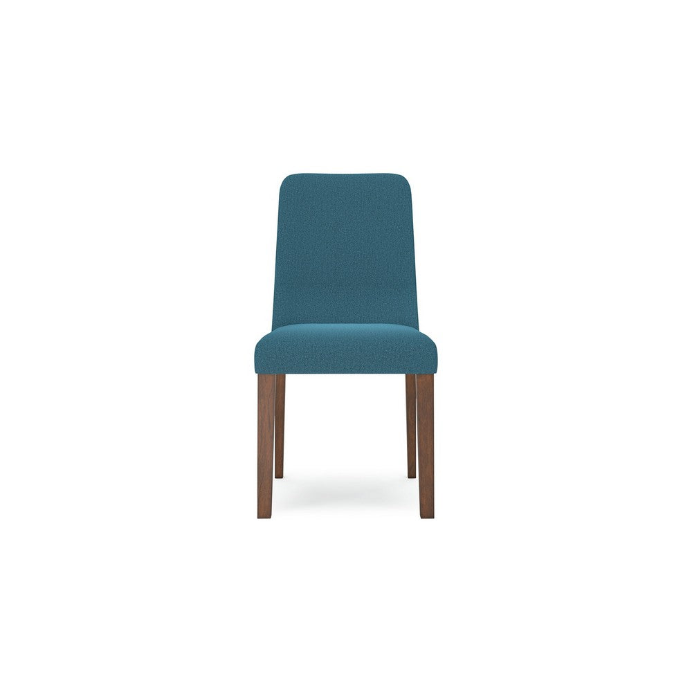 Jeyn Dining Side Chair Set of 2, Solid Hardwood, Blue Polyester Fabric