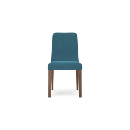 Jeyn Dining Side Chair Set of 2, Solid Hardwood, Blue Polyester Fabric