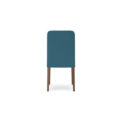 Jeyn Dining Side Chair Set of 2, Solid Hardwood, Blue Polyester Fabric
