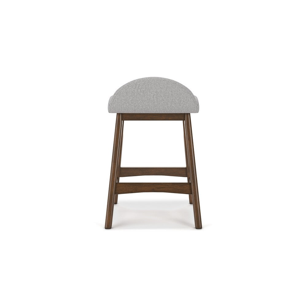 Jeyn Counter Stool with Footrest Set of 2, Brown Wood, Light Gray Seat