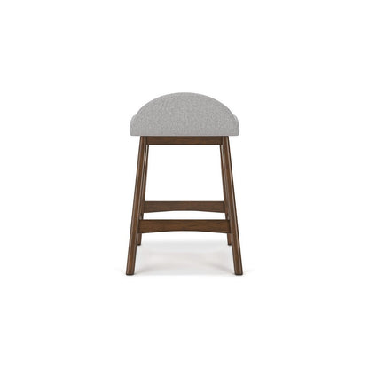 Jeyn Counter Stool with Footrest Set of 2, Brown Wood, Light Gray Seat