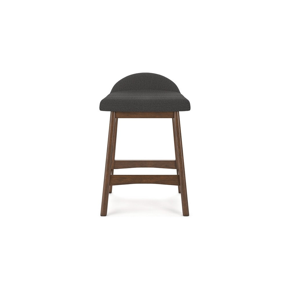 Jeyn Counter Stool with Footrest Set of 2, Brown Wood, Charcoal Gray