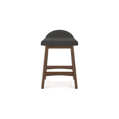 Jeyn Counter Stool with Footrest Set of 2, Brown Wood, Charcoal Gray
