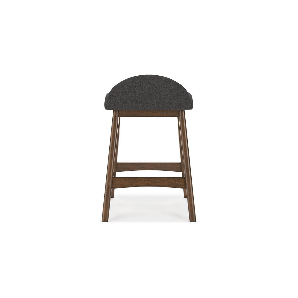 Jeyn Counter Stool with Footrest Set of 2, Brown Wood, Charcoal Gray