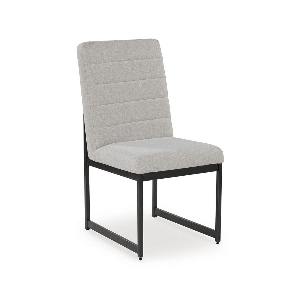 Myka Dining Side Chair Set of 2, Modern Sled Legs, Gray Polyester