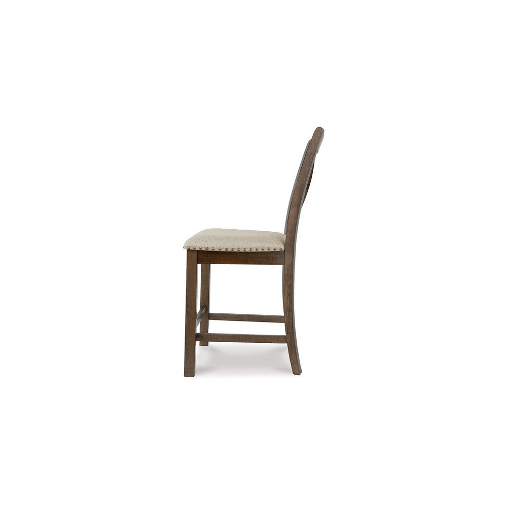 Chip Counter Height Chair Set of 2, Distress Nutmeg Wood, Polyester