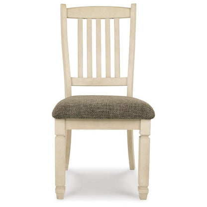 Bolan Dining Side Chair Set of 2 with Rake Back, Polyester, White Wood
