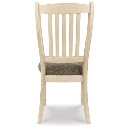 Bolan Dining Side Chair Set of 2 with Rake Back, Polyester, White Wood