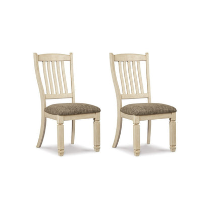 Bolan Dining Side Chair Set of 2 with Rake Back, Polyester, White Wood