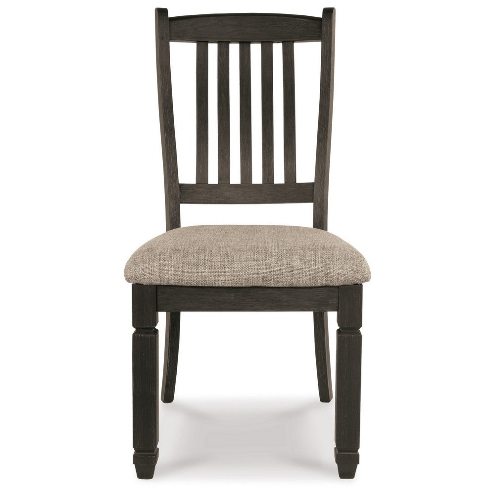 Trekk Dining Side Chair Set of 2, Slat Back Tapered Legs, Black Wood