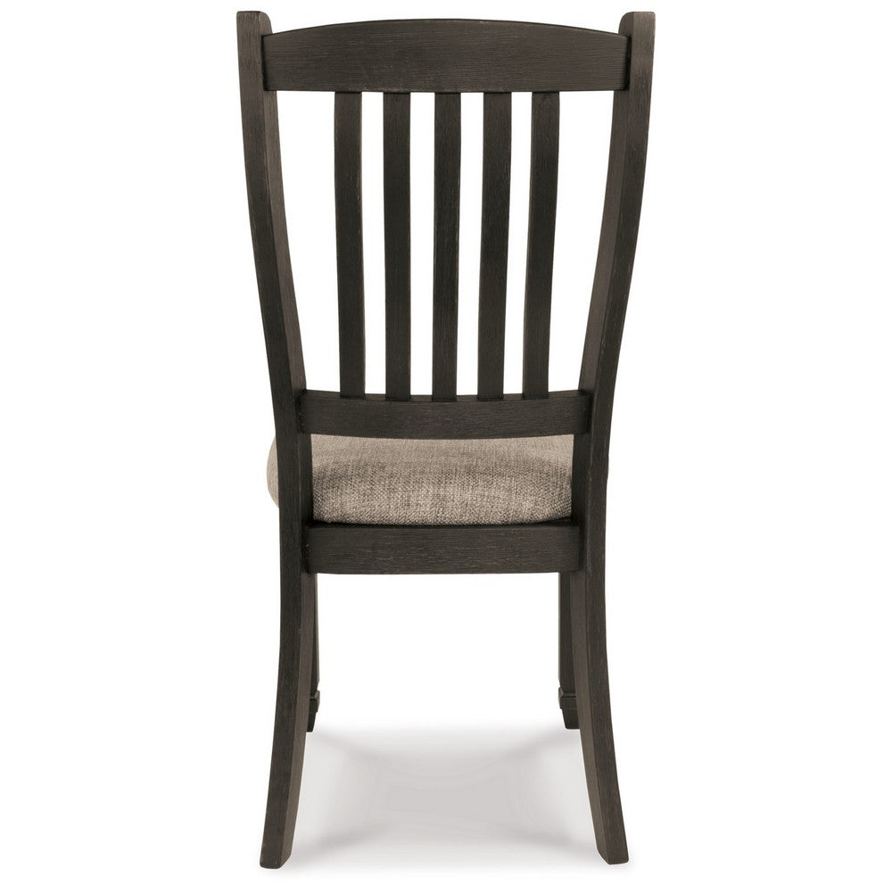 Trekk Dining Side Chair Set of 2, Slat Back Tapered Legs, Black Wood
