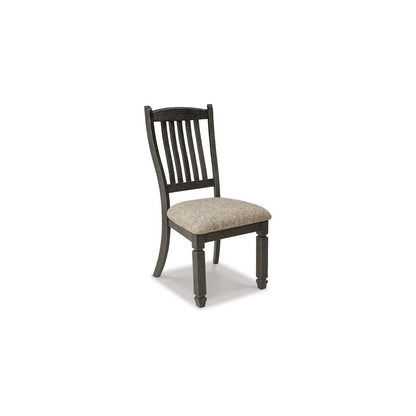 Trekk Dining Side Chair Set of 2, Slat Back Tapered Legs, Black Wood