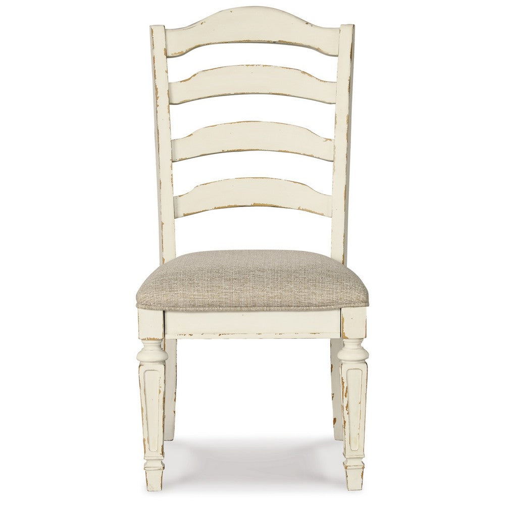 Alyn Dining Side Chair Set of 2, Ladderback, Distressed White Wood