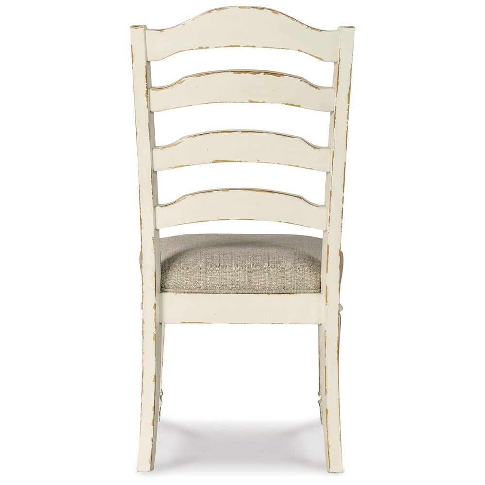 Alyn Dining Side Chair Set of 2, Ladderback, Distressed White Wood