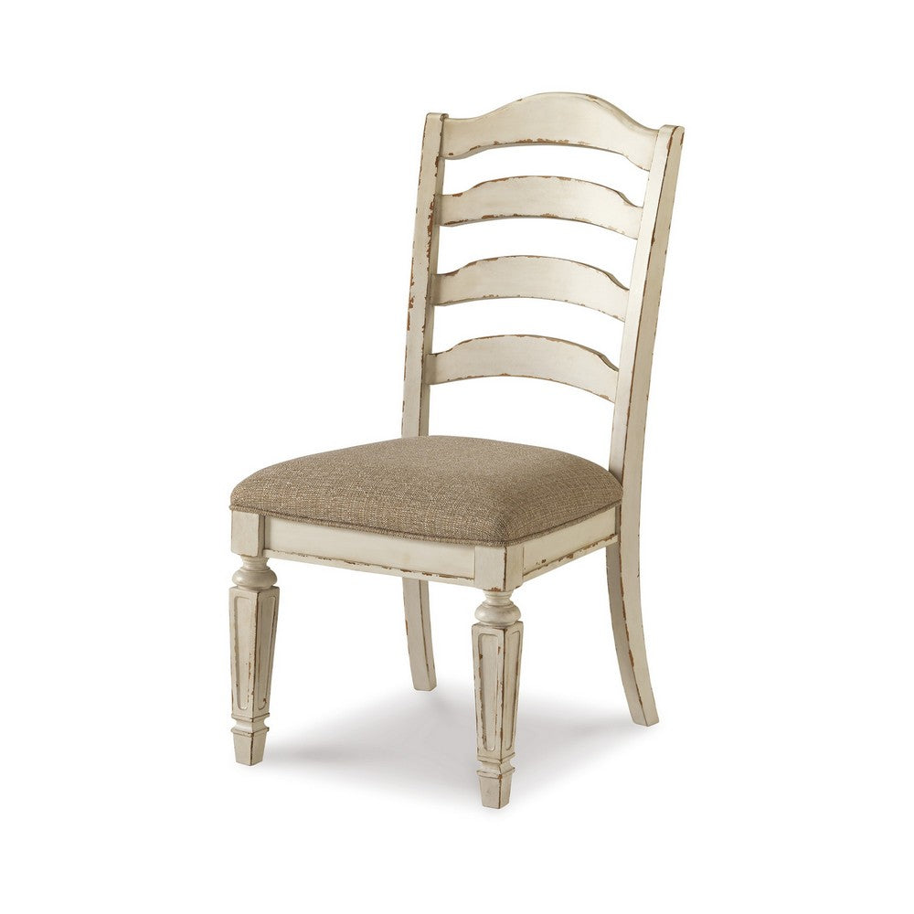 Alyn Dining Side Chair Set of 2, Ladderback, Distressed White Wood