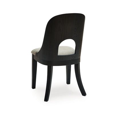 Robeck Dining Side Chair Set of 2, Herringbone Polyester, Black Wood