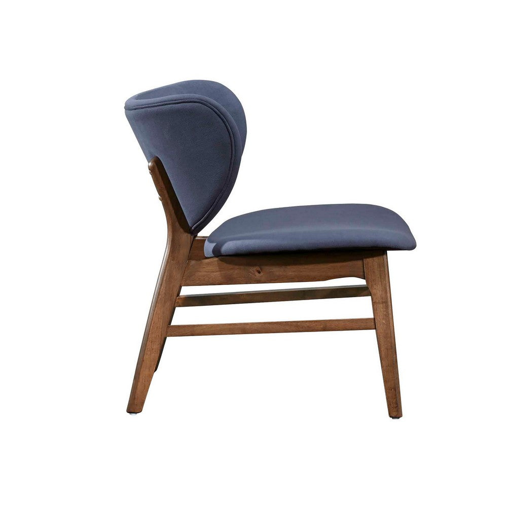 Isina Dining Side Chair, Slate Blue Polyester, Walnut Brown Solid Wood