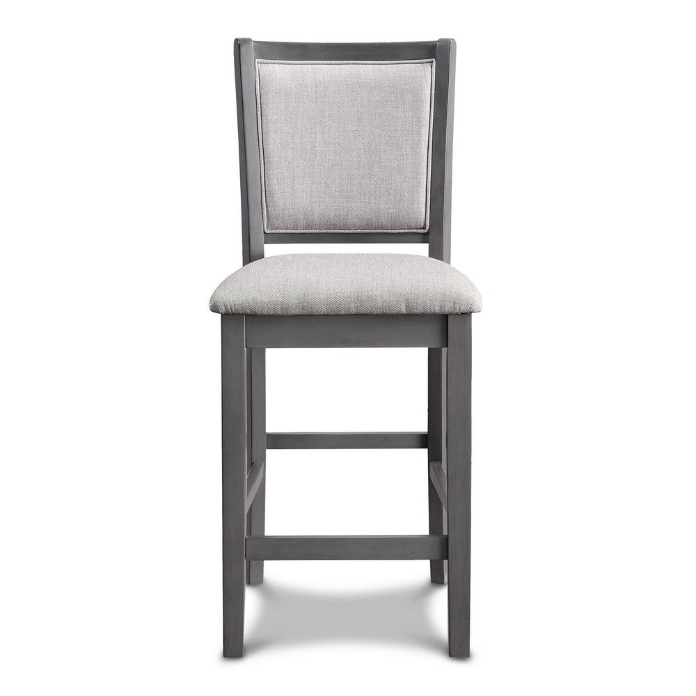 Han Counter Chair Set of 2, Light Gray Fabric, Dark Gray Solid Wood