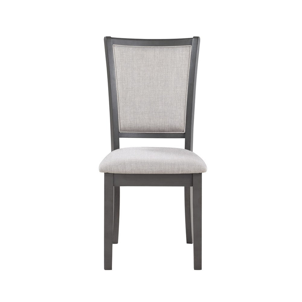Han Dining Chair Set of 2, Light Gray Fabric, Dark Gray Solid Wood