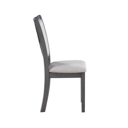 Han Dining Chair Set of 2, Light Gray Fabric, Dark Gray Solid Wood