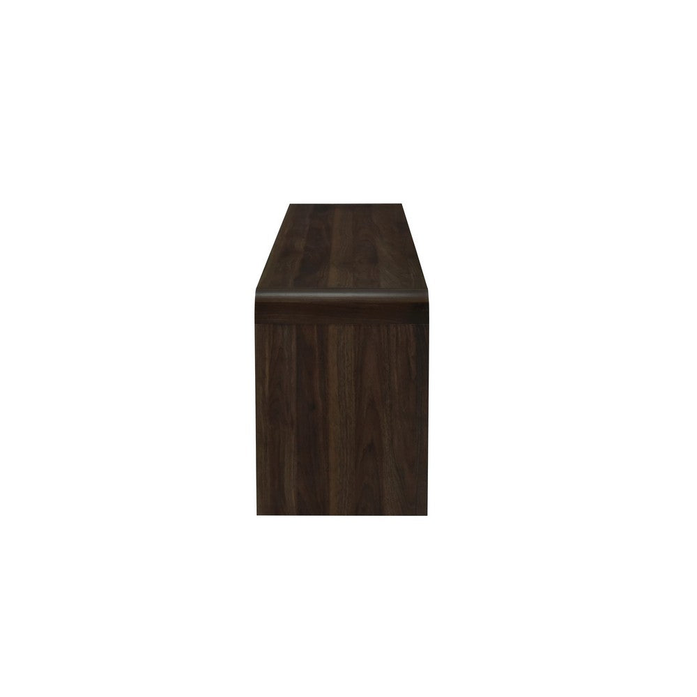 Maria TV Stand Media Cabinet, 2 Drawer and Shelves, Brown Wood 71 Inch