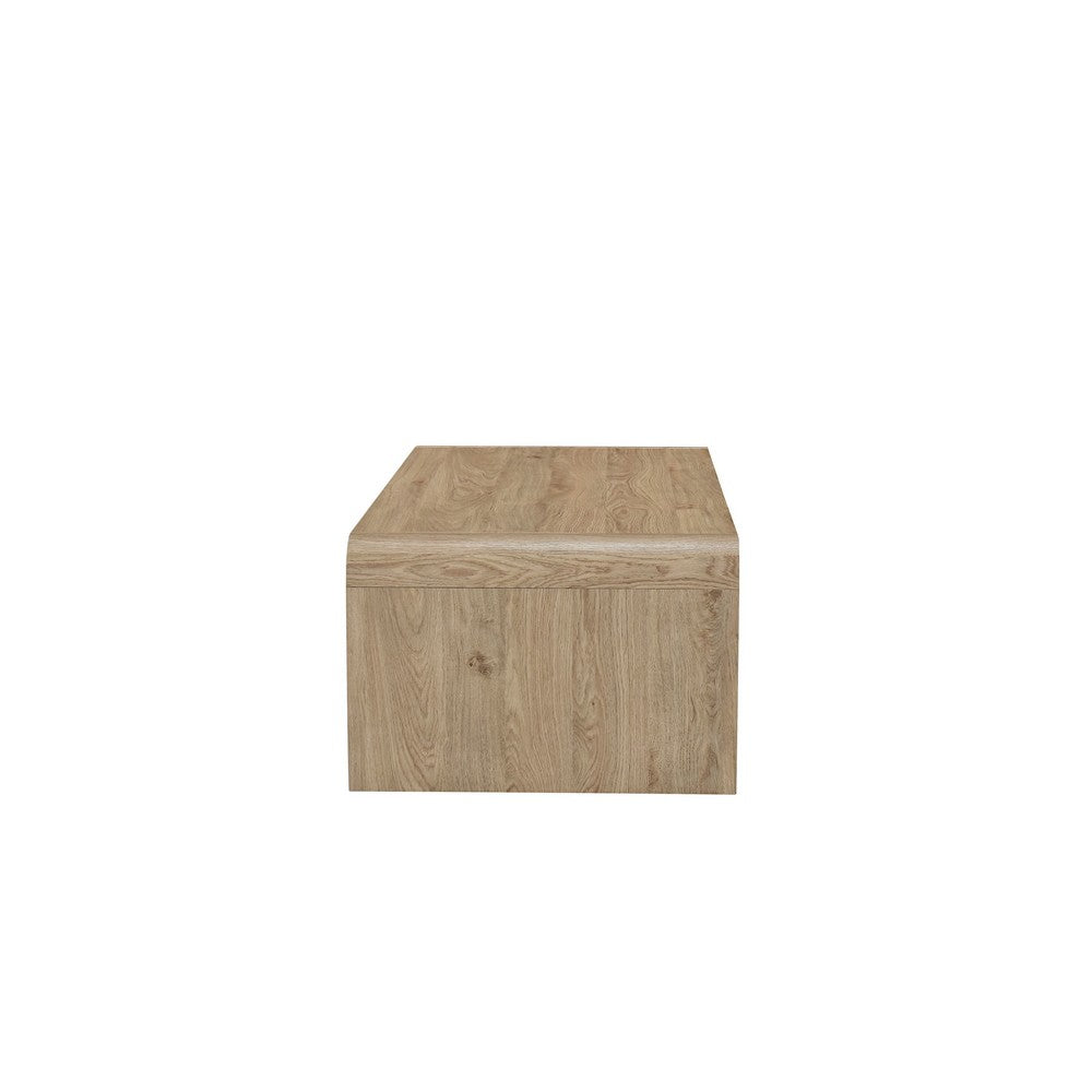 Maria Coffee Table, 2 Drawer and Waterfall Style, Beige Wood 47 Inch