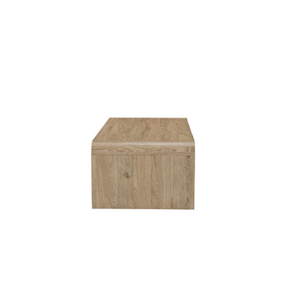 Maria Coffee Table, 2 Drawer and Waterfall Style, Beige Wood 47 Inch