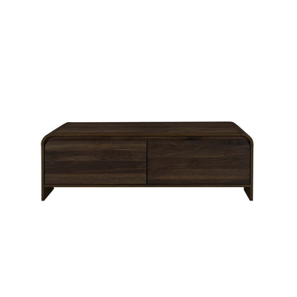 Maria Coffee Table, 2 Drawer and Waterfall Style, Brown Wood 47 Inch