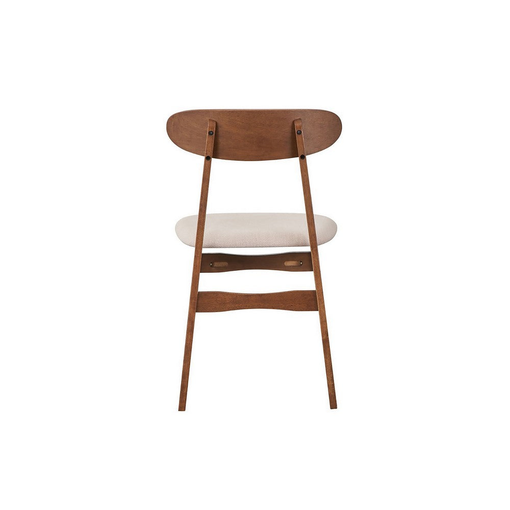 Rocco Dining Chair Set of 2, Curved Oval Backrest, Brown Rubberwood