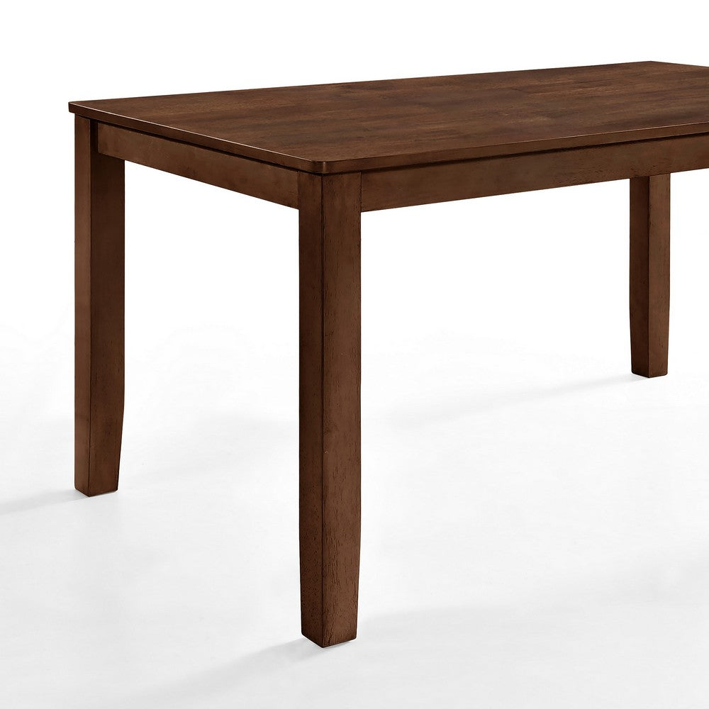 Accai Dining Table, Angled Legs, Rectangular Walnut Rubberwood 59 Inch