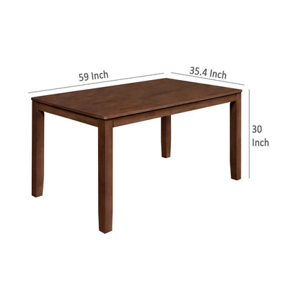 Accai Dining Table, Angled Legs, Rectangular Walnut Rubberwood 59 Inch