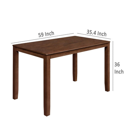 Accai Counter Height Dining Table, Angled Legs, Walnut Wood 59 Inch