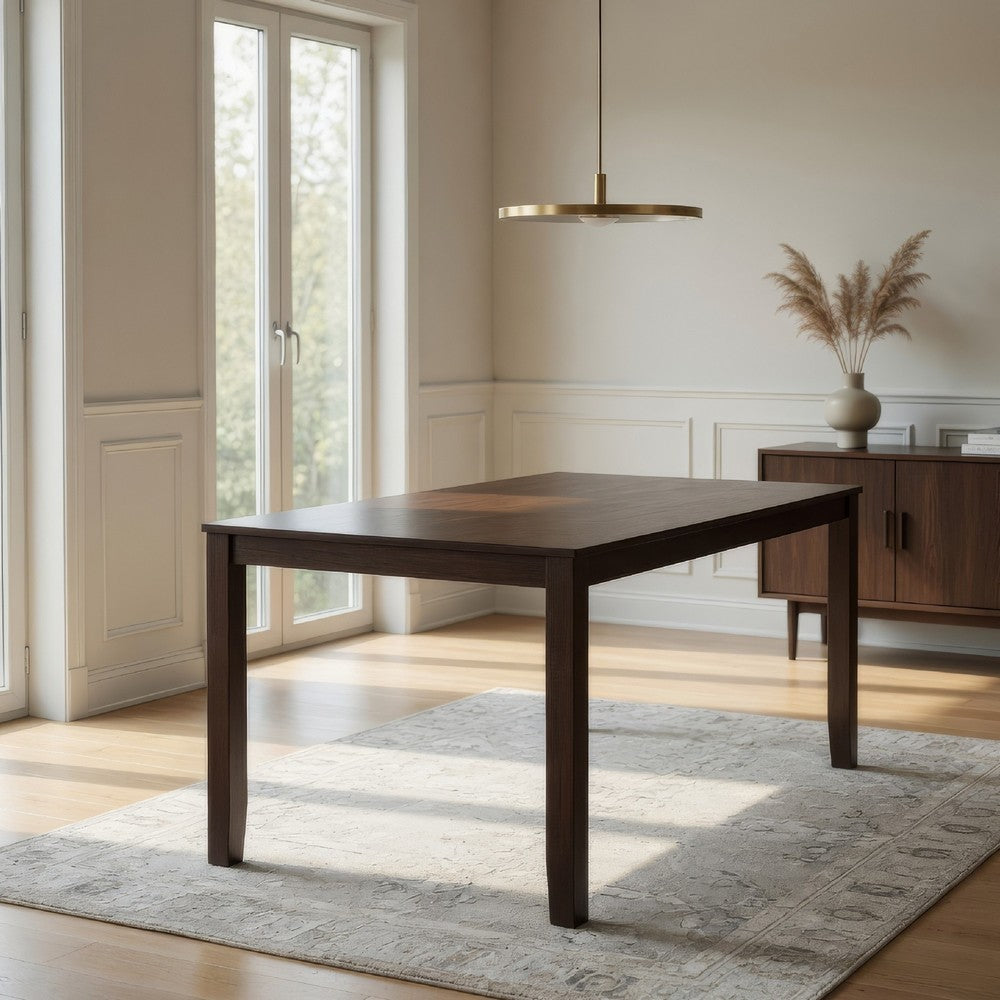 Accai Counter Height Dining Table, Angled Legs, Walnut Wood 59 Inch