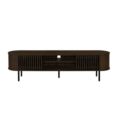 Brandon TV Stand Media Console, Shelf 2 Cabinets, Dark Brown, 71 Inch