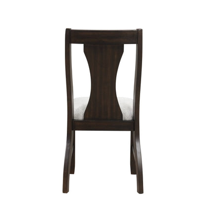 Kiana Dining Chair Set of 2, Beige Fabric Cushion, Dark Brown Wood