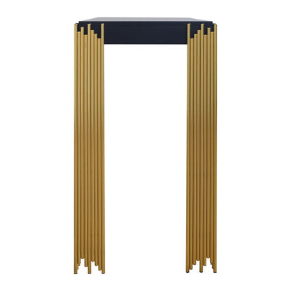 Theo Console Table, Gold Metal Legs, Retro Black Wood Frame 48 Inch
