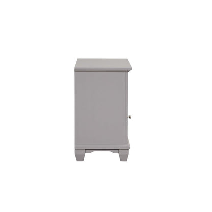 Limi Nightstand, 1 Drawer, 1 Door Cabinet, Gray Solid Wood, 28 Inch