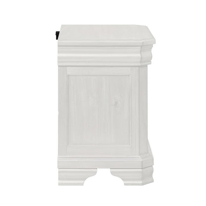 Lynda Nightstand, 2 Drawers Metal Handles, White Acacia Wood 27 Inch