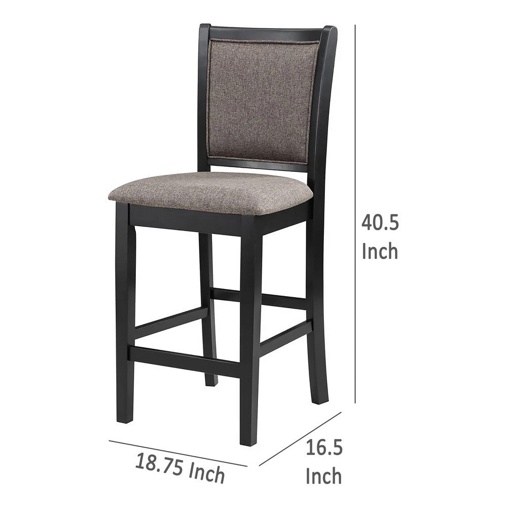 Mac Counter Height Chair Set of 2, Lattice Pattern, Black Brown Wood