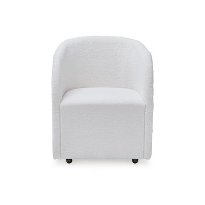 Robeck Dining Armchair Set of 2 with Wheels, Ivory Boucle Polyester