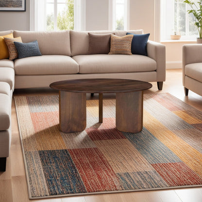 Novo Coffee Table, 36 Inch, Rustic Three Panel Legs, Brown Mango Wood