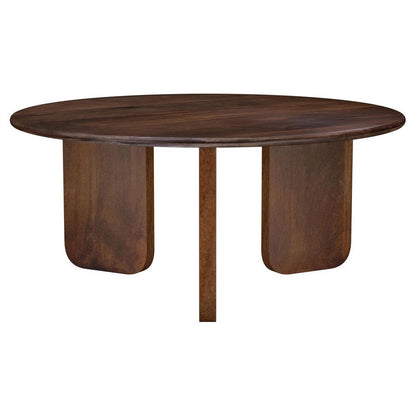 Novo Coffee Table, 36 Inch, Rustic Three Panel Legs, Brown Mango Wood