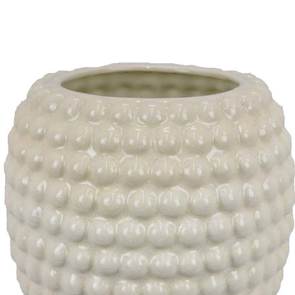 Rozie Round Vase with Bubble Texture Design, White Ceramic 15 Inch
