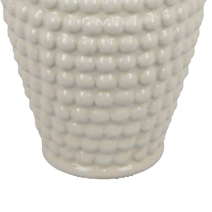 Rozie Round Vase with Bubble Texture Design, White Ceramic 15 Inch