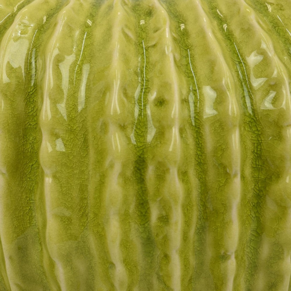 Decorative Planter, Melon Shape, Vertical Ribbed Texture