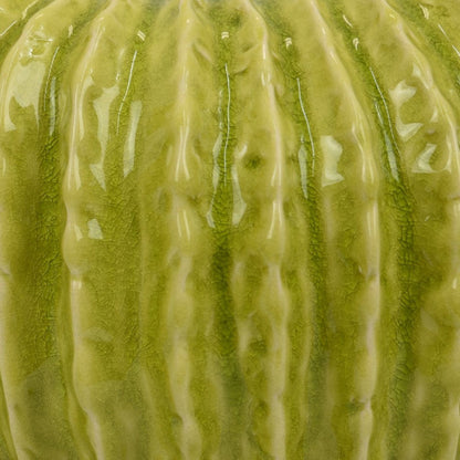 Decorative Planter, Melon Shape, Vertical Ribbed Texture