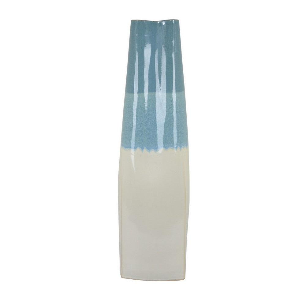 Cobb Accent Vase, Slender Silhouette Blue White Ceramic 27 Inch