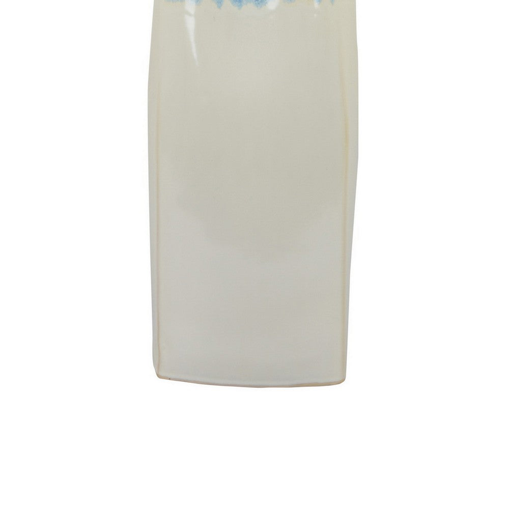 Cobb Accent Vase, Slender Silhouette Blue White Ceramic 27 Inch